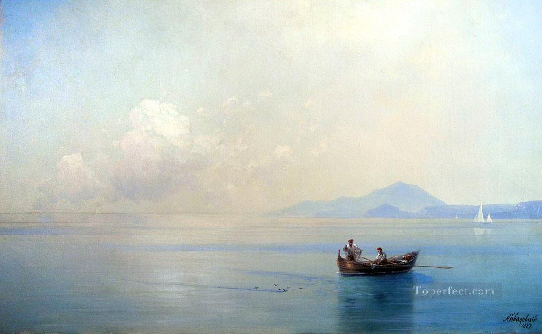 calm sea landscape with fishermen 1887 Ivan Aivazovsky Russian Oil Paintings